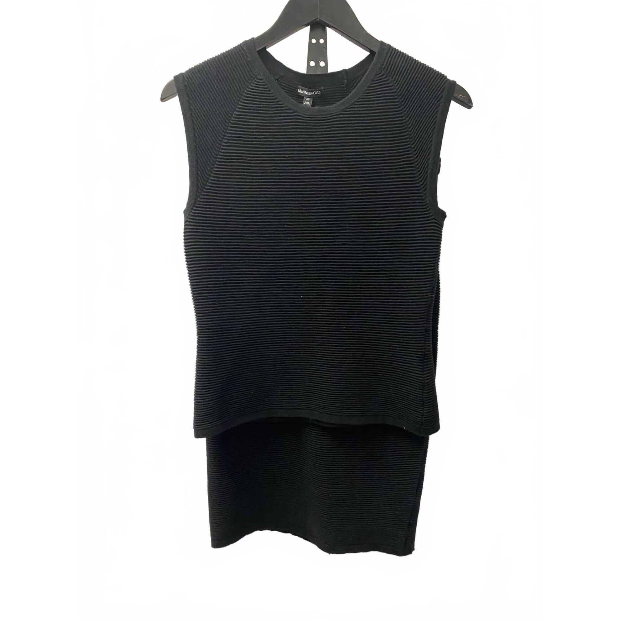 New Minnie Rose Women's 2 Piece Set Vest And Skirt In Black